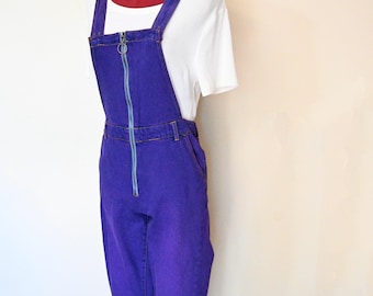 Lila Forever21 Upcycled Forever21 Denim Latz- OVERALL Capri-Hose (30W x 23L)