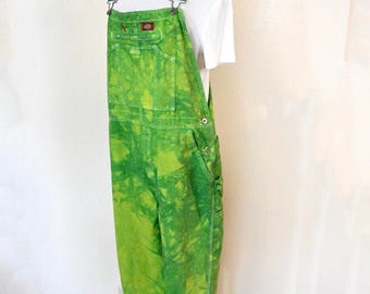 Green Yellow Mottled Dyed Mens Medium NEW Dickies Painters OVERALL Pants (36W x 32L)