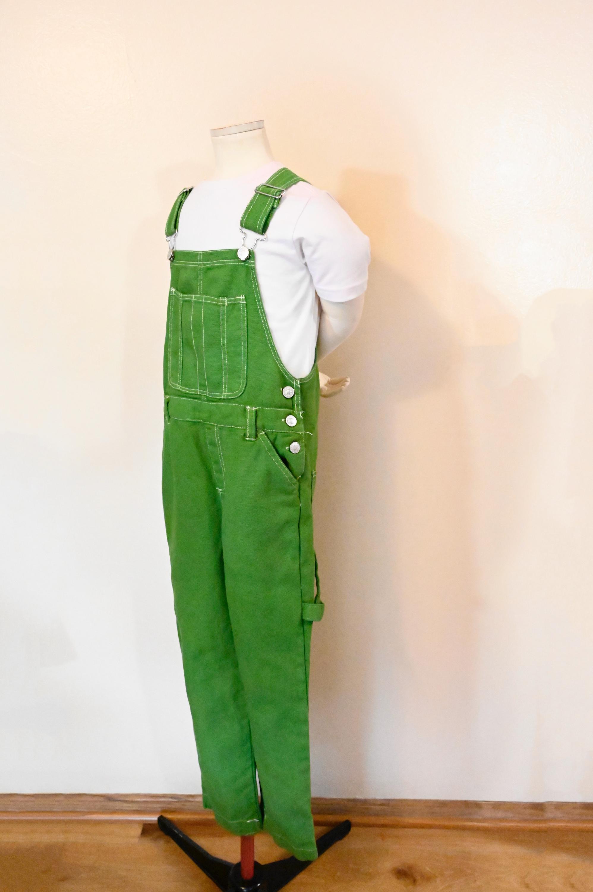Lime Kids 7/8 Year Medium Bib OVERALL Pants - Green Dyed NEW