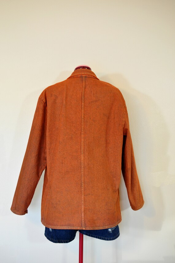 Orange Mens Medium Denim JACKET - Orange Dyed Upc… - image 5