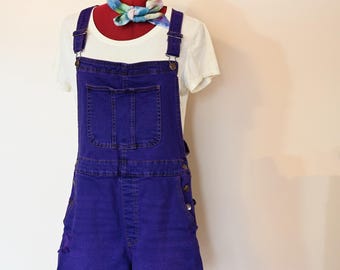 Purple Dyed Womens Juniors Extra Large Upcycled No Boundaries OVERALL Shorts (38W x 3L)