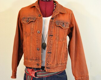 orange blue jean jacket