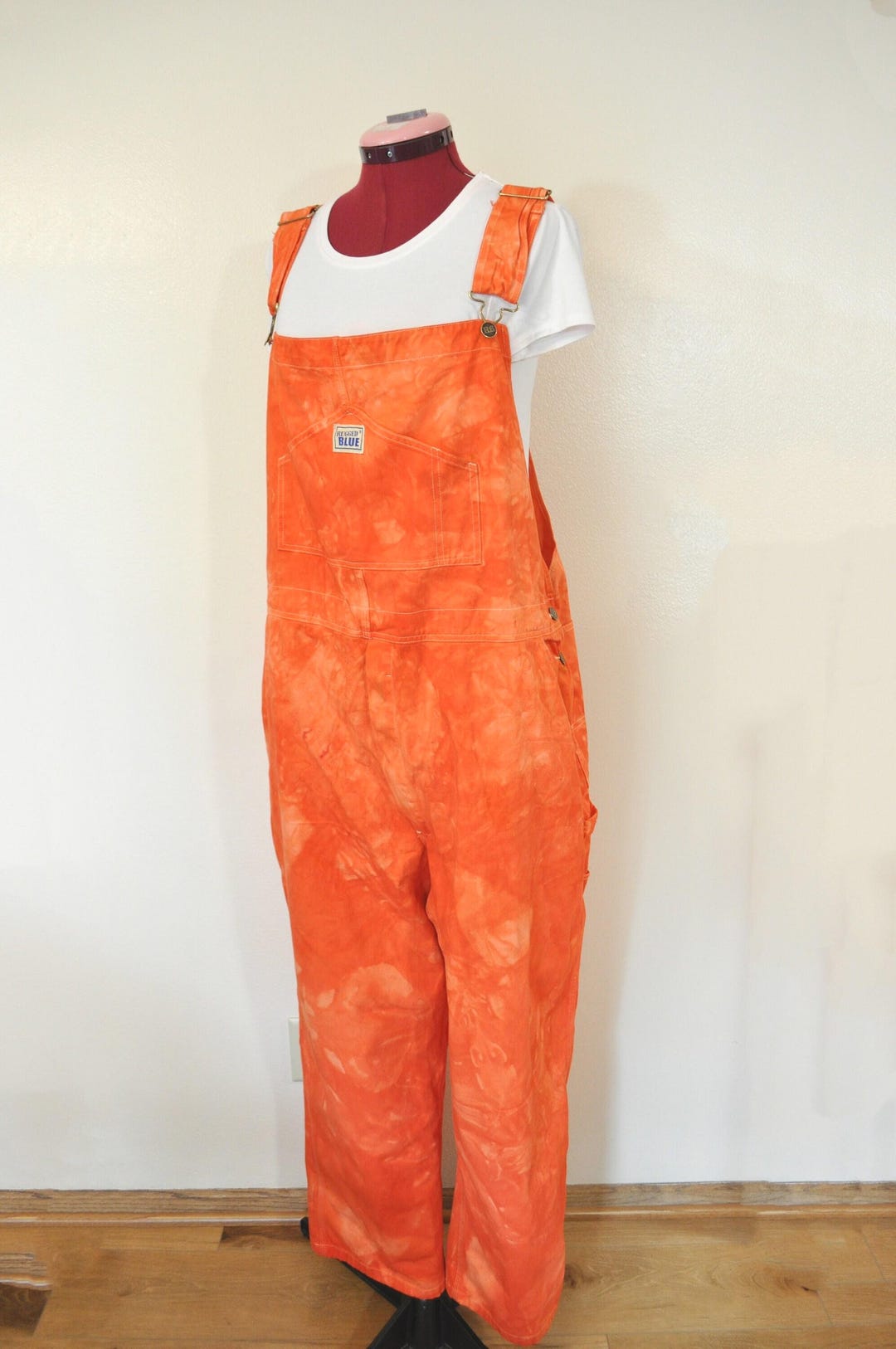 Orange Dyed Mens Extra Large NEW Rugged Blue Painters Bib Overalls