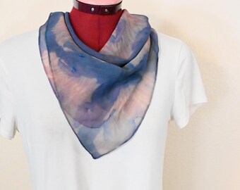 Sciarpa bandana in chiffon di seta tinto in ghiaccio Shibori - 22 x 22" colori assortiti