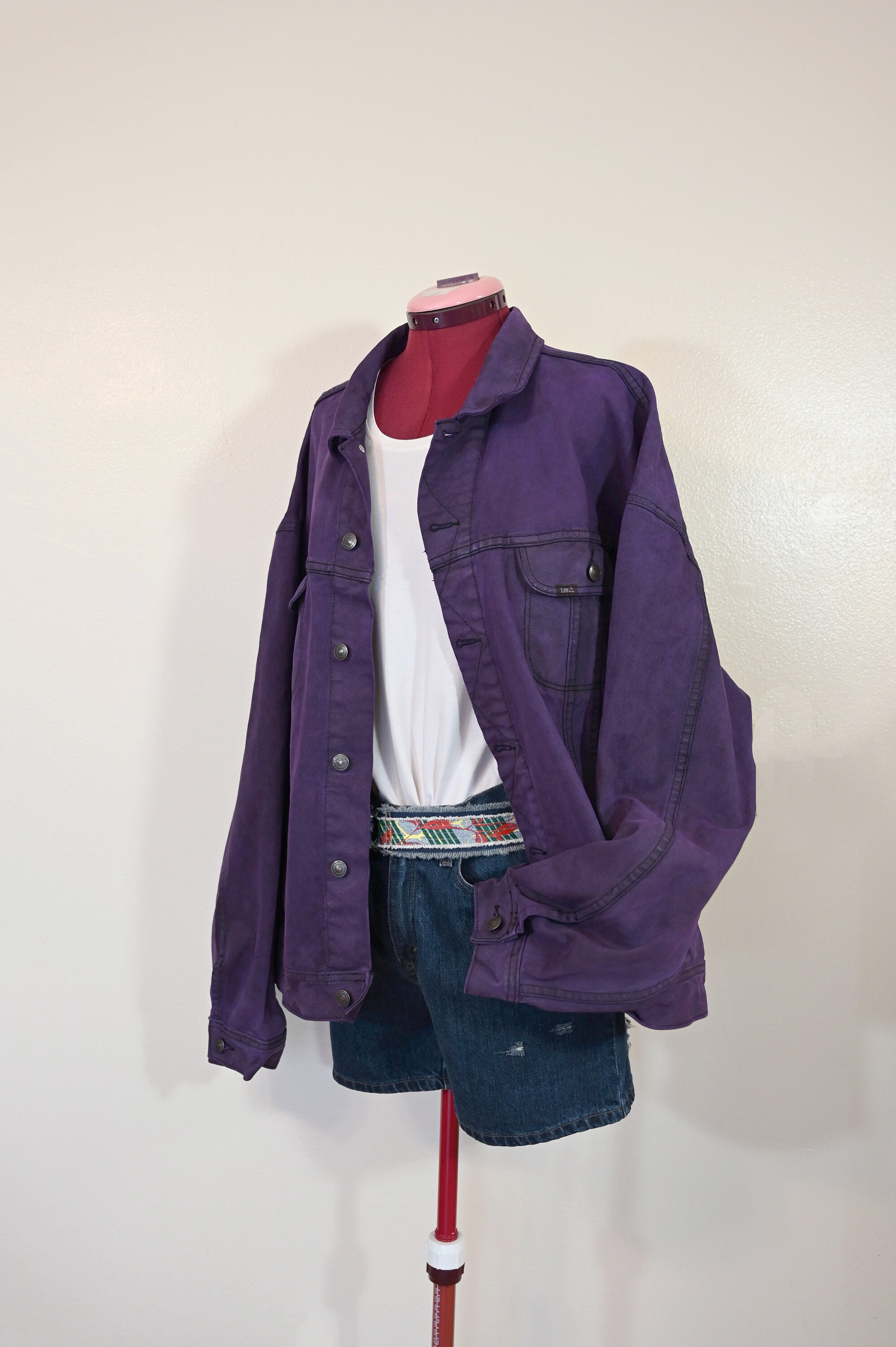 Violet Mens 3X XL Denim JACKET - Purple Plum Dyed Upcycled