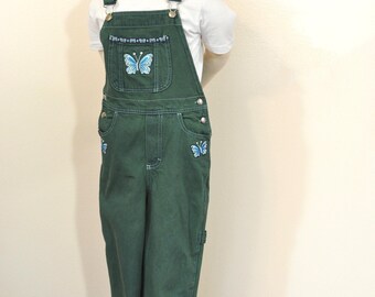 Green Dyed Kids 6/6X Small Upcycled Basic Editions OVERALL Pants (24W x 21L)