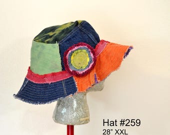 Dyed Upcycled Denim Adult XXL Extra Large 28" Oversized Bucket HAT #259 - 264