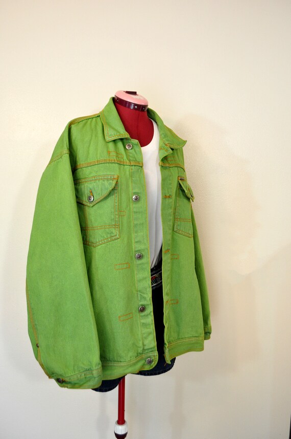 Lime Mens XL Denim JACKET Lime Green Dyed Upcycled Southpole Denim Trucker Jacket Adult Mens Size Extra Large 54 Chest Etsy Ireland