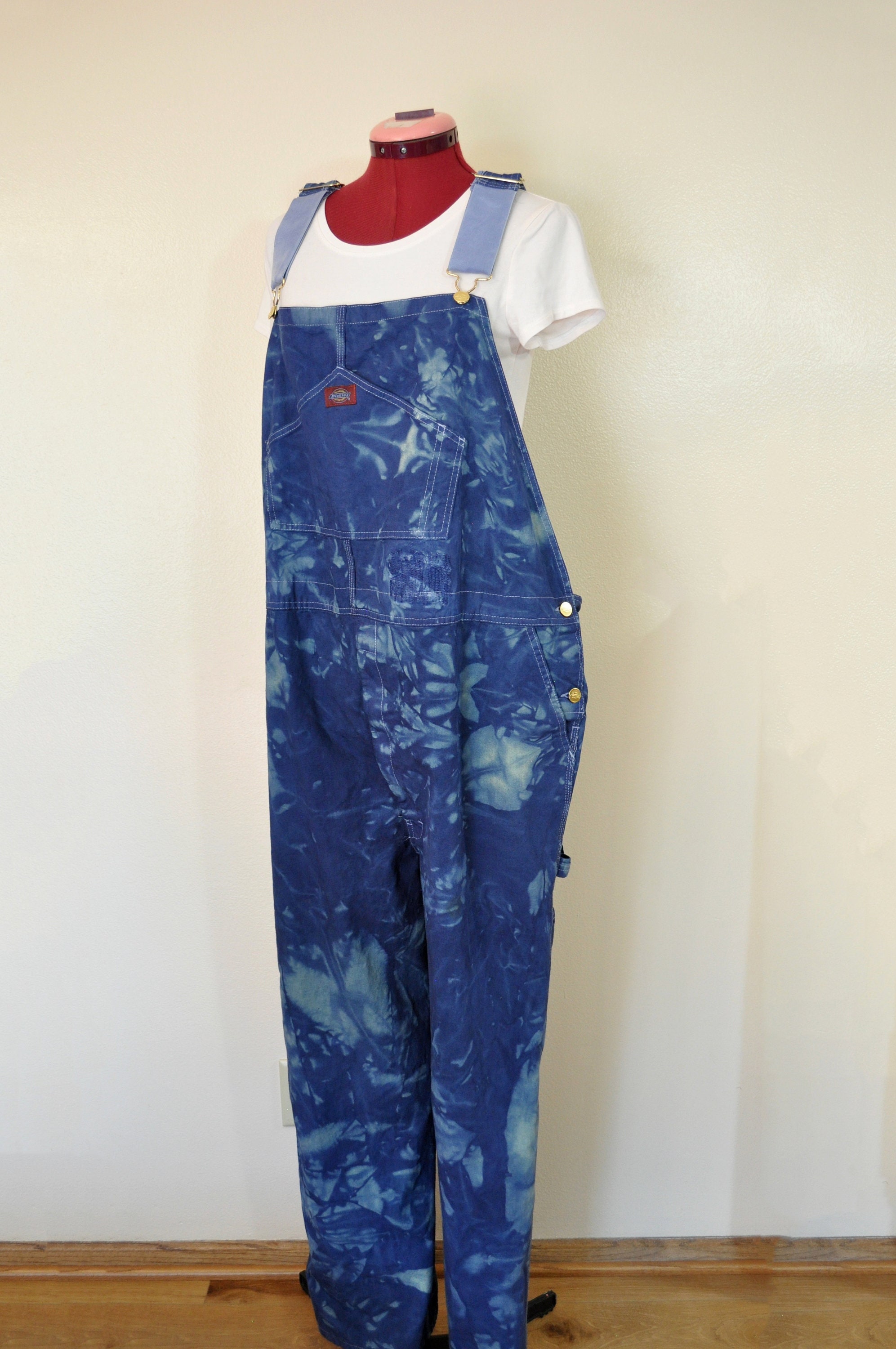 Blue Green Xl Bib OVERALL Pants Mottled Dyed NEW Dickies 