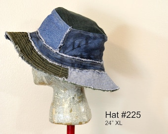 Dyed Upcycled Denim Adult Extra Large XL 24" Bucket HAT #225-232