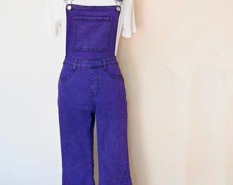 Purple Dyed Womens Extra Small Upcycled Lalavon Bib OVERALL Pants (28W x 31L)