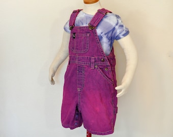 Pink Dyed Kids 9-12 Months Upcycled H & M Loggs Bib OVERALL Shortalls (20W x 4L)