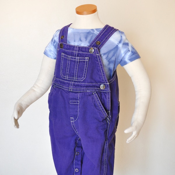 Purple Kids 3-6 Mos Bib OVERALL Pants - Violet Dyed Denim Upcycled Childrens Place Overalls - Baby Child Infant Size 3-6 Months (21 W x 7 L)