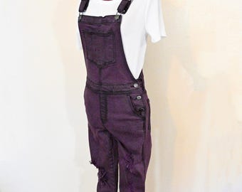 Purple Dyed Womens Extra Small Upcycled Old Navy Bib OVERALL Pants (30W x 26L)