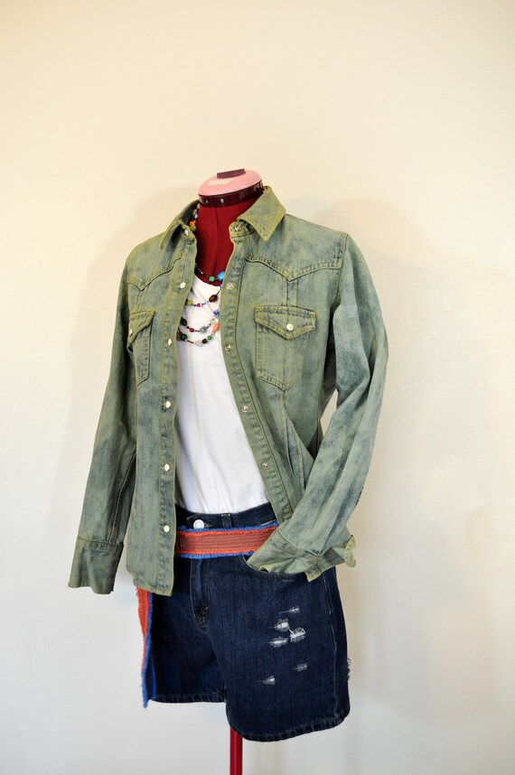 olive denim shirt