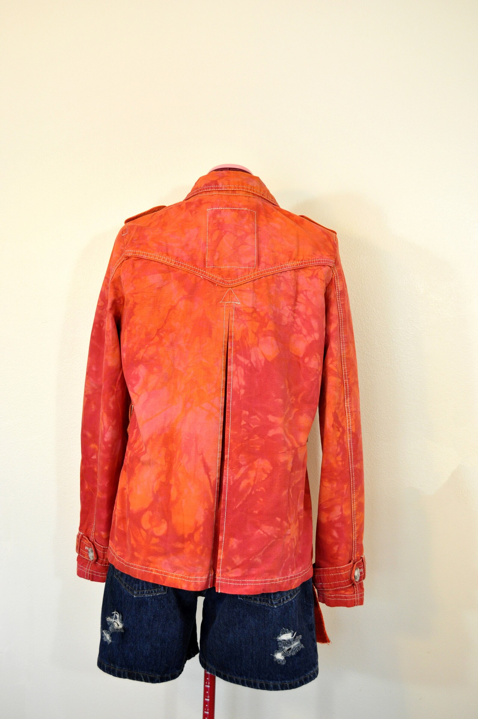 Orange Jrs. Large Cotton Jacket Tomato Red Dyed Upcycled Etsy