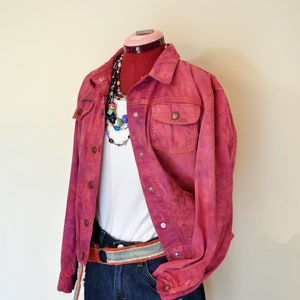 Fuchsia Violet Youth 14/16 XXL Denim JACKET - Pink Purple Dyed Upcycled Gap Trucker Jacket - Teen Youth Extra Large (40" chest)