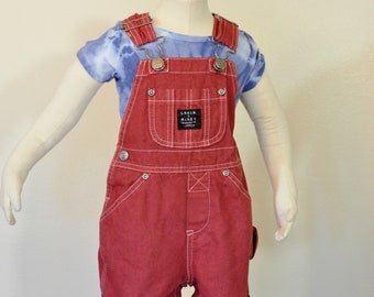 Salopette rouge à bretelles enfant 9 mois - Salopette en jean Lakin McKey Kids rouge vin rouge - Bébé nourrisson enfant 9 mois (22 l x 8 l)