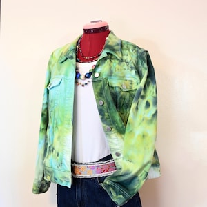 Veste de camionneur Liverpool en denim recyclé extra large, très grande taille, vert lime, adulte, femme (46 po. poitrine)