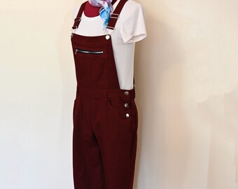 Red Dyed Womens Small Upcycled Wild Fable Denim Bib OVERALL Pants (34W x 26L)