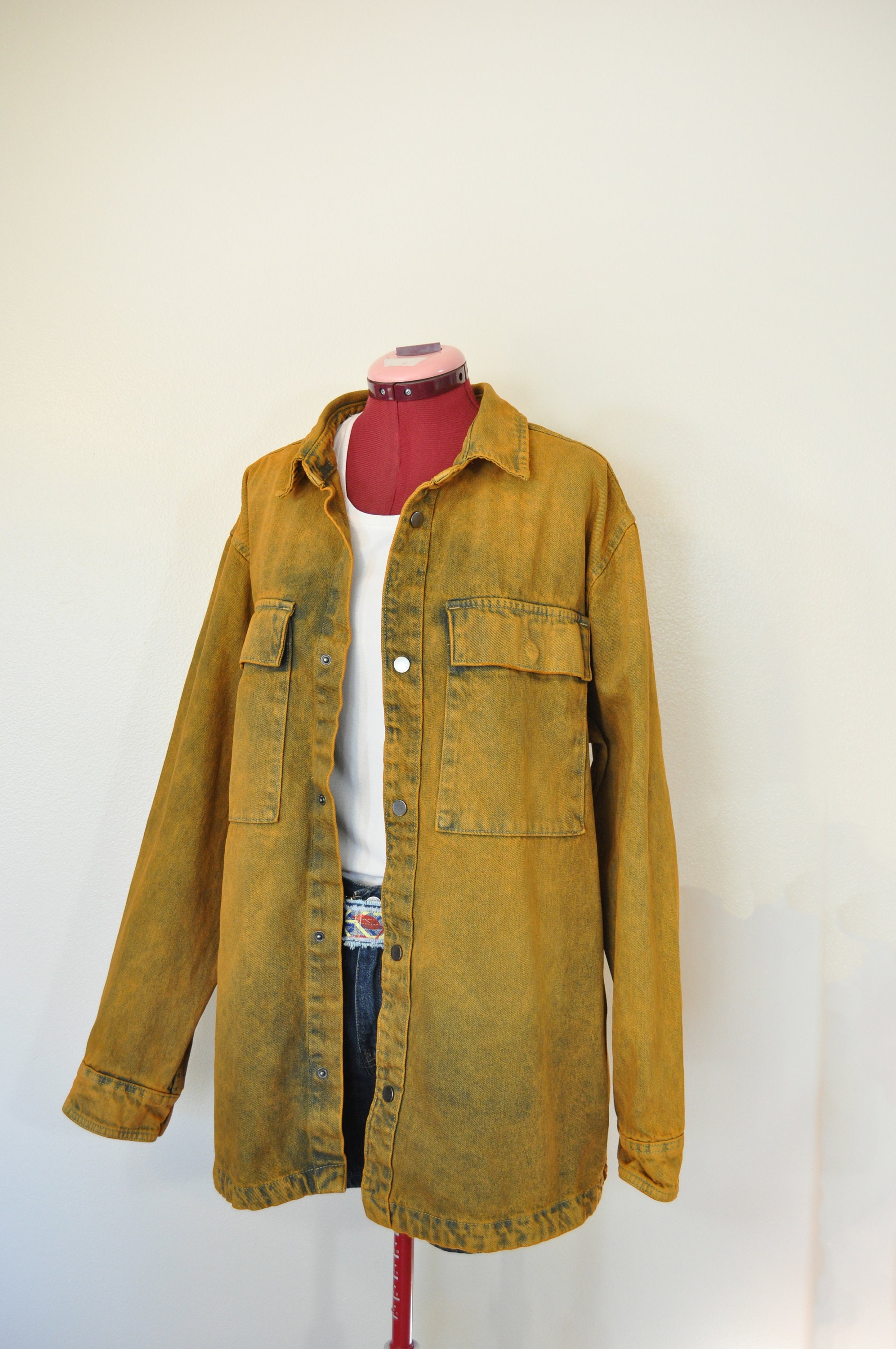 Gold MENS Large Denim Jacket Rustic 
