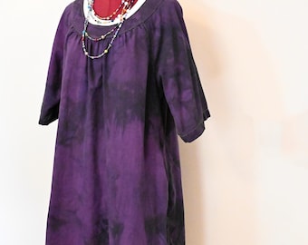 Purple Mottled Dyed Womens Extra Large Upcycled Liz Claiborne Tunic DRESS (46" chest)