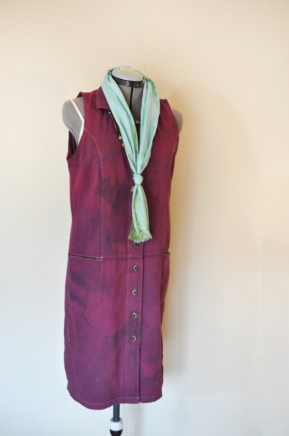Red Wine Small Denim DRESS Hand Dyed Brick Red Woolrich - Etsy