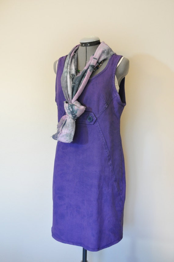 Violet Petite Small Denim DRESS - Purple Hand Dye… - image 2