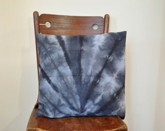 Charcoal Black Dyed Pillow Cover Square Sham Envelope Style Dyed Shibori FAN Tie Dye Design - 16" x 16" Pillow Cover #23