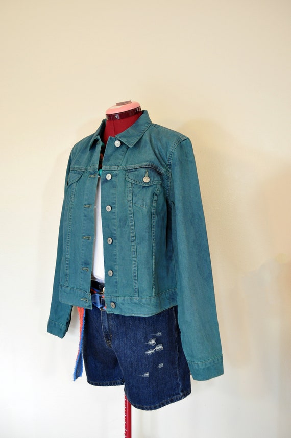 Teal Medium Denim JACKET Dark Blue 