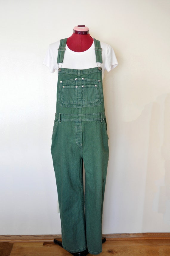 Green Large Bib OVERALL Pants - Kelly Green Dyed … - image 4