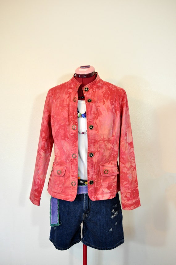 Pink Small Cotton Jacket - Orange Cherry Red Dyed 