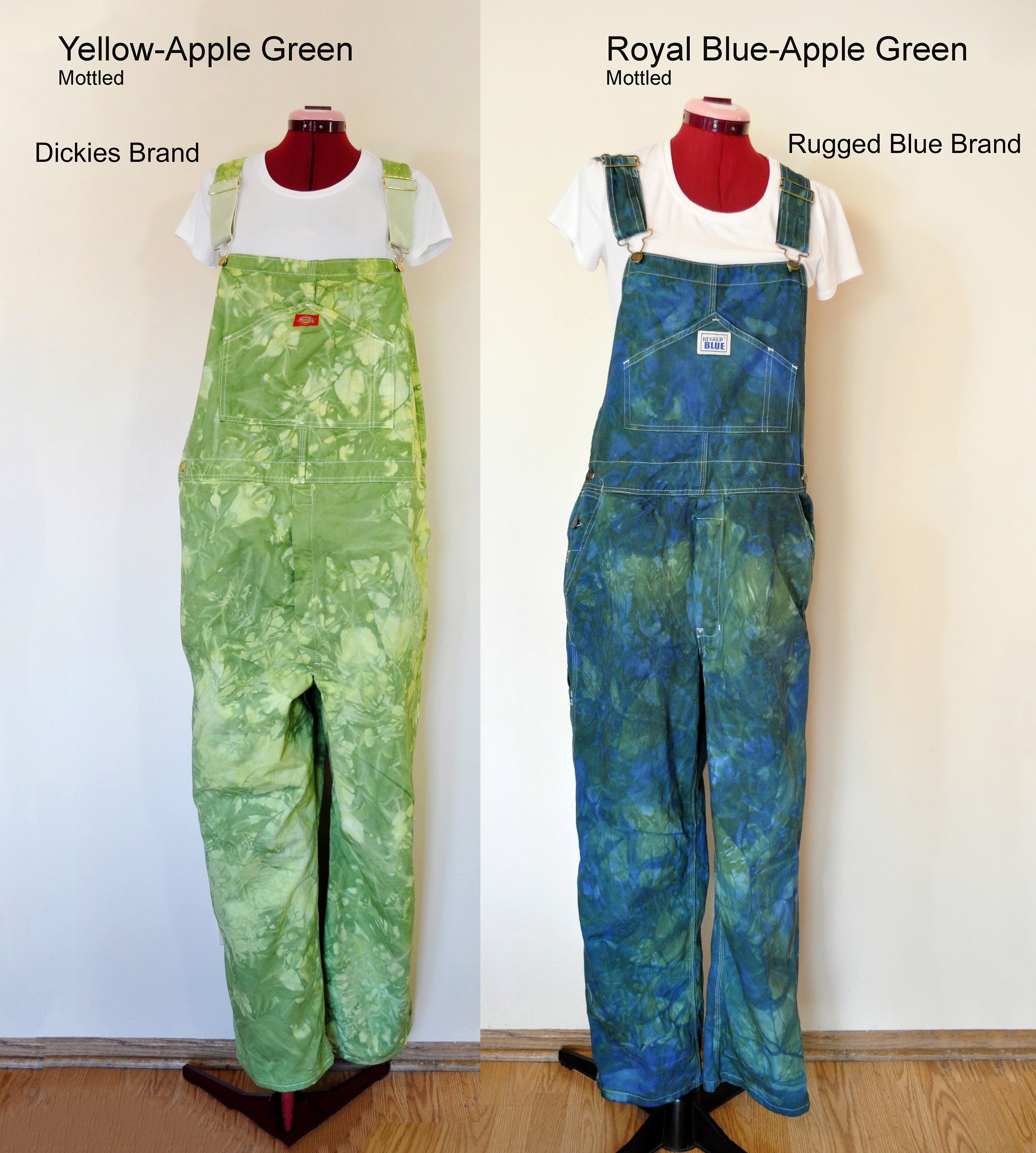 Blue Green Xl Bib OVERALL Pants Mottled Dyed NEW Dickies 