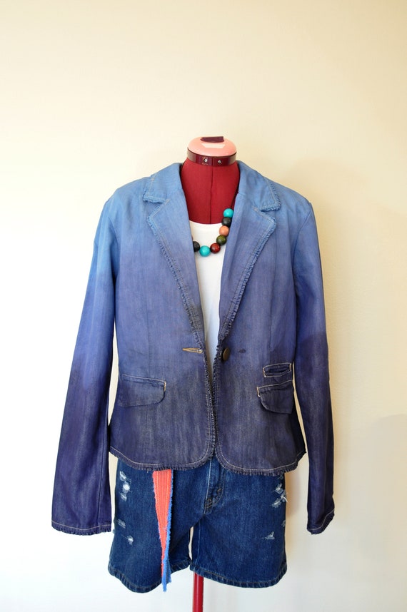 Blue Medium Denim Blazer JACKET - Royal Navy Blue… - image 2