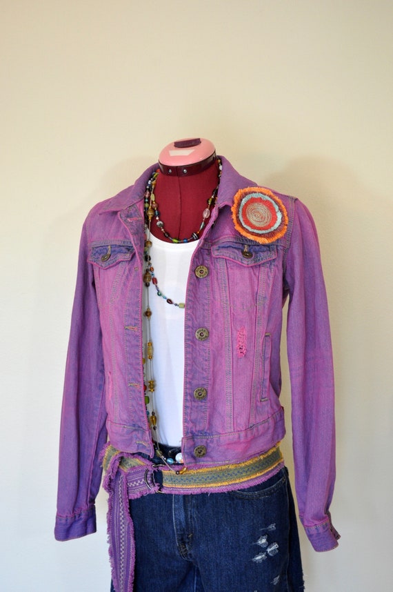 Pink Jrs Small Denim JACKET Violet Pink 