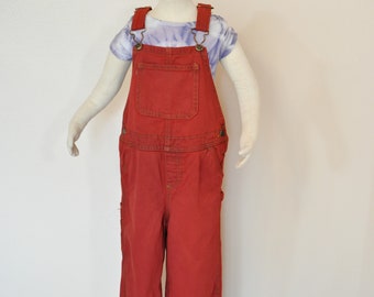 Red Kids 5T Bib OVERALL Pants - Scarlet Red Dyed NEW Wrangler Cotton Overalls - Childs Baby Toddler Size 5 Year  (26" W x 18" L)