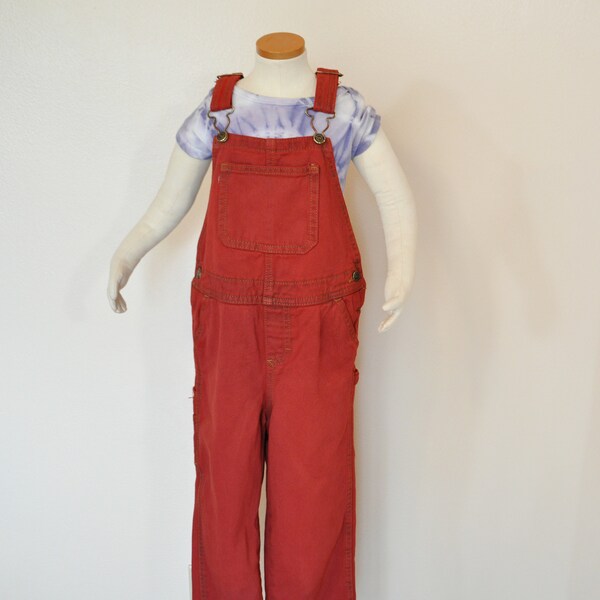 Red Kids 5T Bib OVERALL Pants - Scarlet Red Dyed NEW Wrangler Cotton Overalls - Childs Baby Toddler Size 5 Year  (26" W x 18" L)