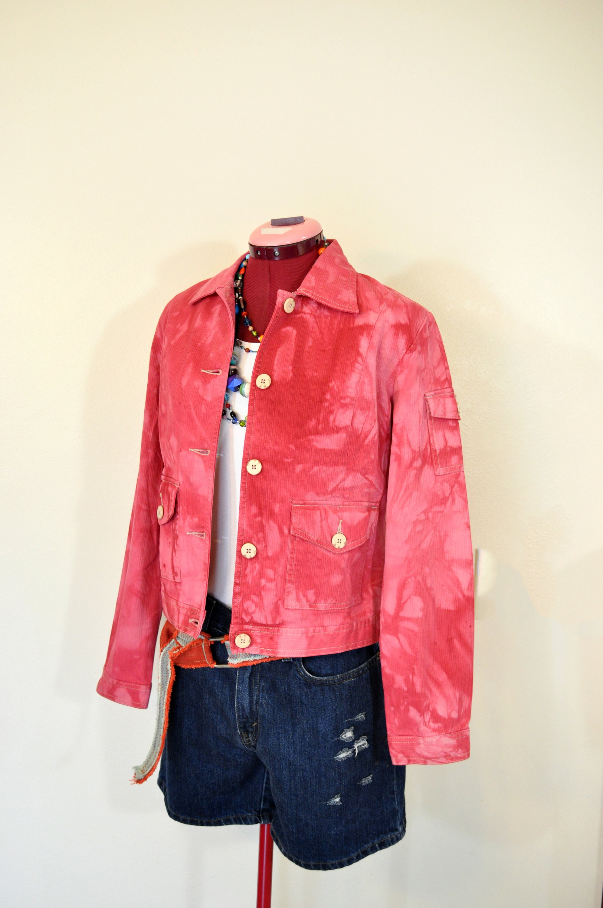 Pink Small Denim JACKET Fuchsia Magenta 