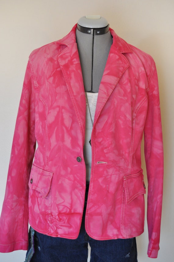 Pink Large Denim JACKET - Fuchsia Pink Hand Dyed … - image 4