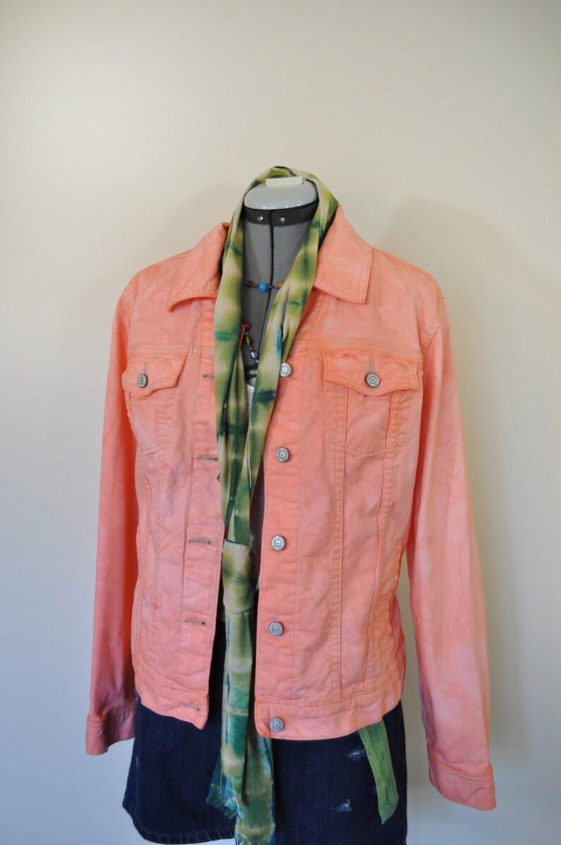 Salmon Coral Dyed Upcycled Gap Cotton Trucker Jacket Adult Womens Size