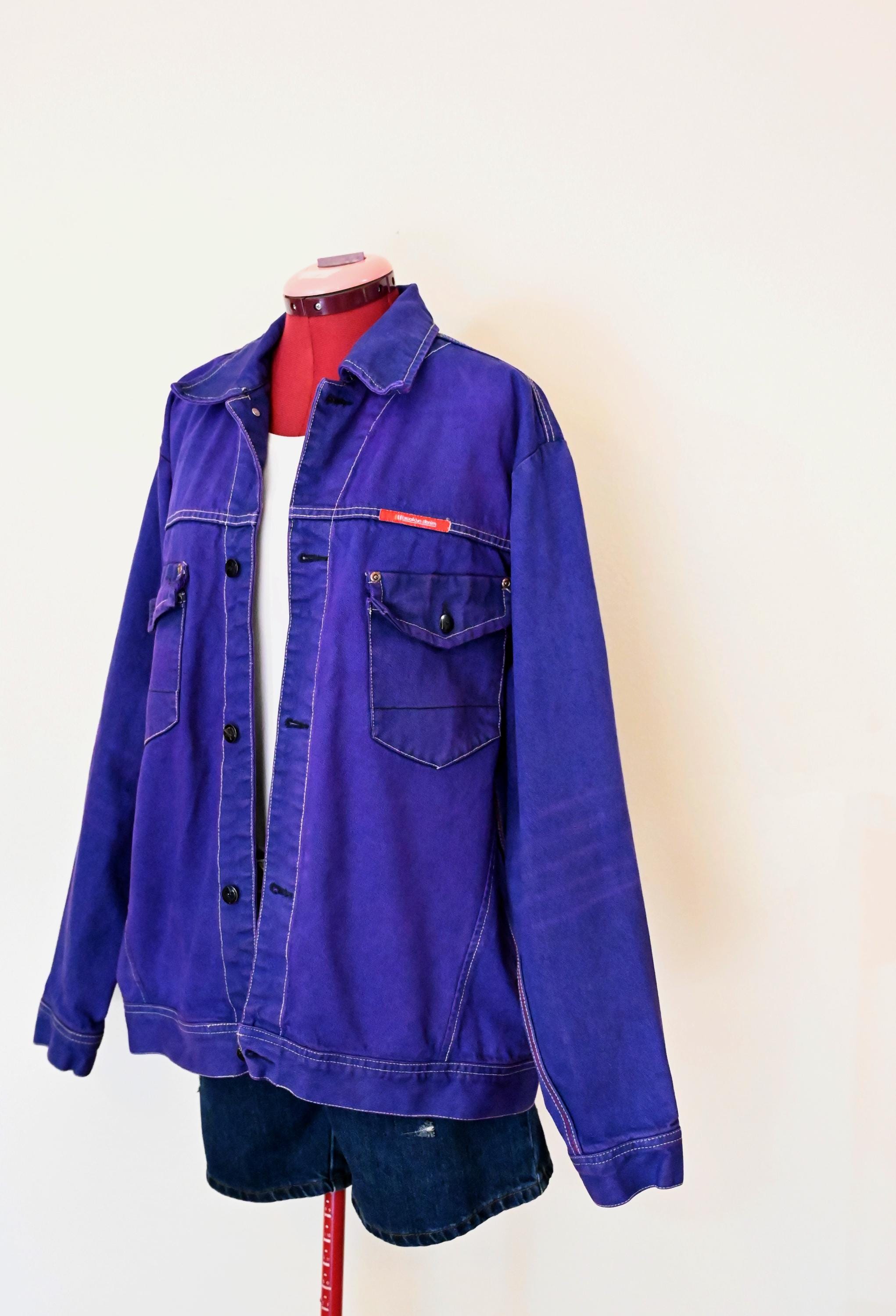 Violet Men's XL Denim JACKET - Purple Dyed Upcycled Brooklyn