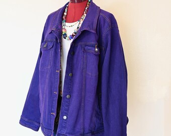 Violet Womens XL 3X Denim JACKET - Purple Dyed Upcycled