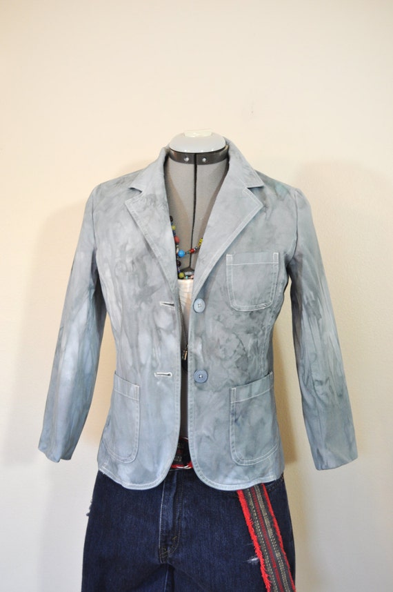 Grey XS Cotton JACKET - Silver Gray Dyed Upcycled… - image 4