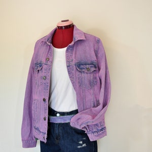 Pink Mens Medium Denim JACKET Pink Dyed 