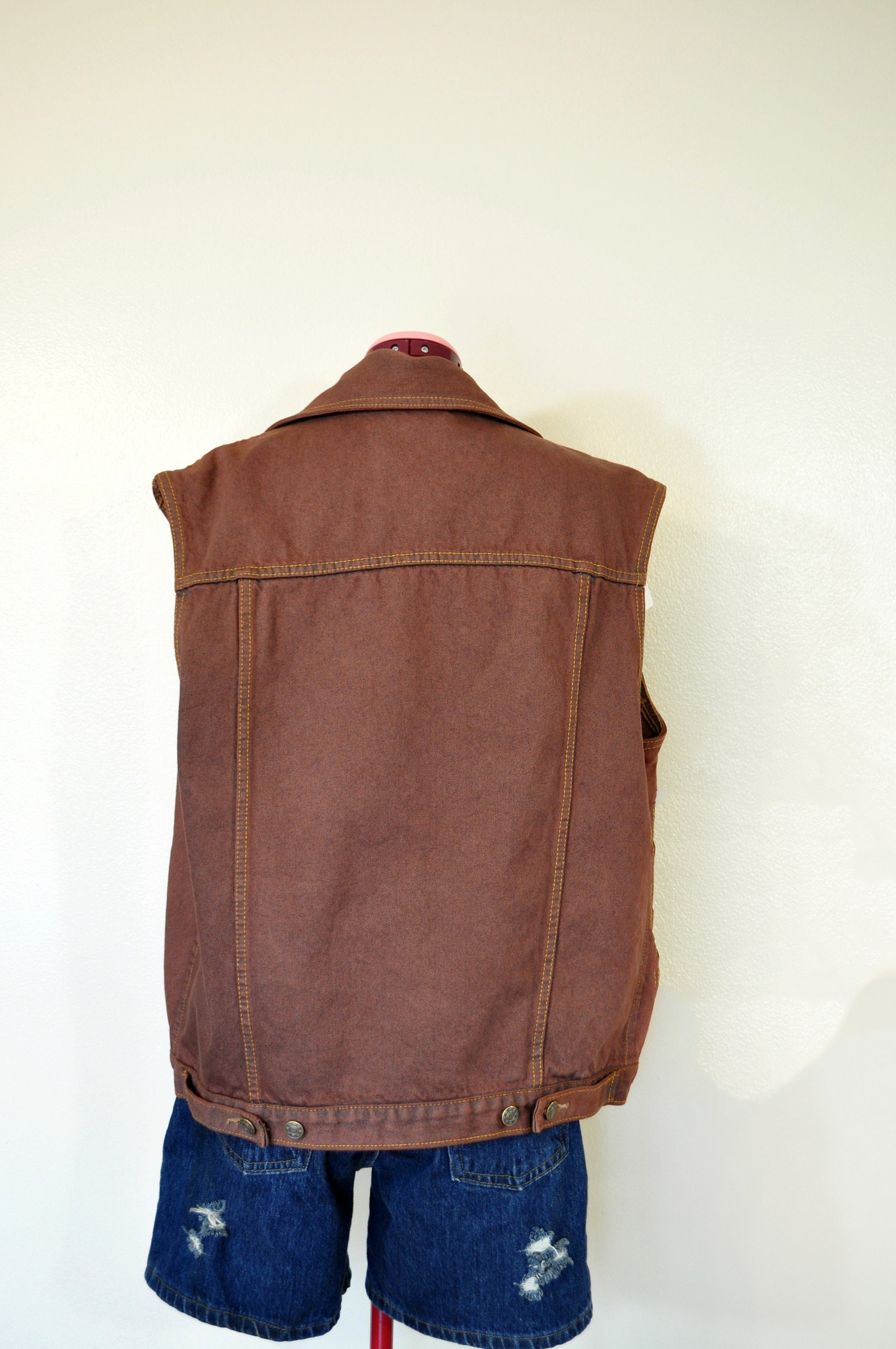 Tan denim best sale vest