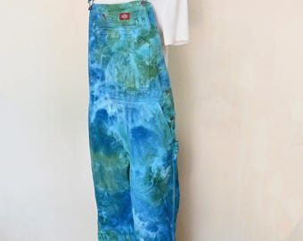 Blue Green Ice Dyed Mens Medium NEW Dickies Painters OVERALL Pants (34W x 32L)
