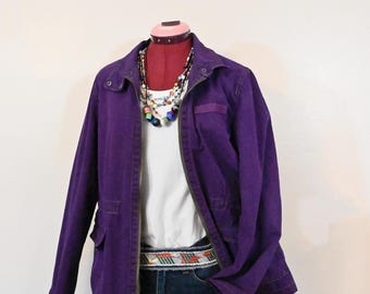 Violet Men's XL Denim JACKET - Purple Dyed Upcycled Brooklyn Denim