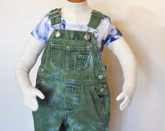 Green Kid 3-6 Mos. Bib OVERALL Pants - Hand Dyed Kelly Green Denim Toddler Baby Gap Denim Overalls - Baby Child Size 3-6 mos