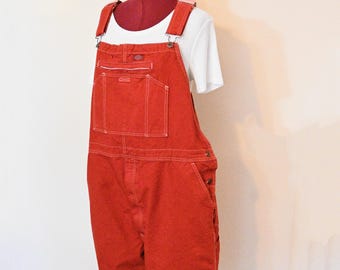 Red Dyed Mens Large NEW Dickies Cotton Painters Bib OVERALL Shortalls (42W x 9L)