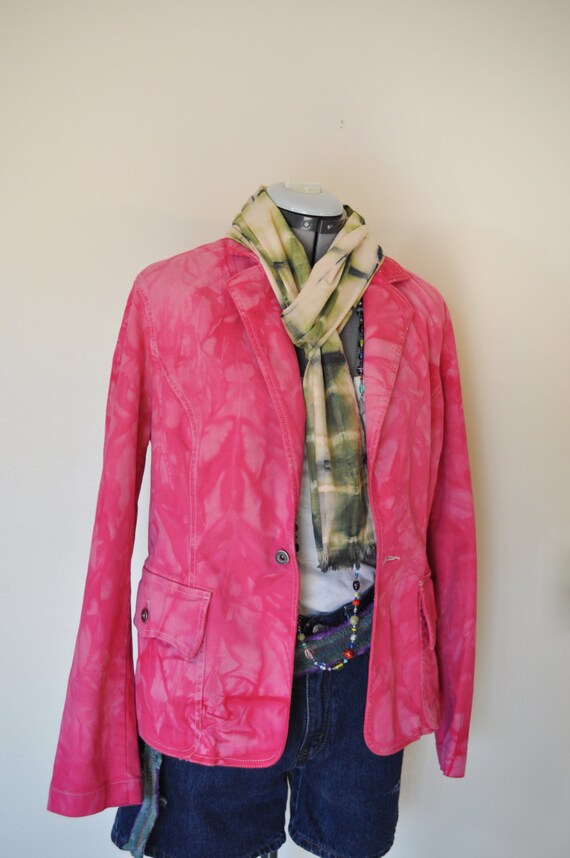 Pink Womens Large Denim JACKET Fuchsia Pink Hand Dyed Upcycled Tommy Hilfiger Cotton Blazer Jacket Adult Womens Sz 14 Large 42 Chest Etsy UK